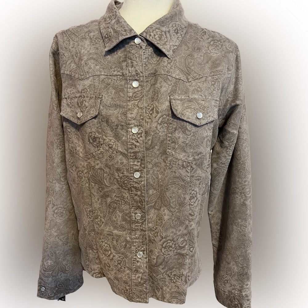 Vintage Jordan Blue Label Faux Suede Western Pearl Snap Shirt XL